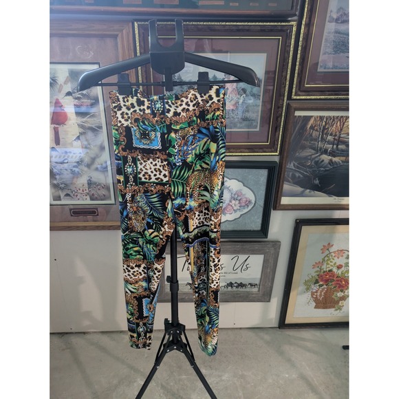 No Boundaries Pants - No Boundaries Womens Mixed Print Leggings Leopard Tropical Baroque Multi Color M